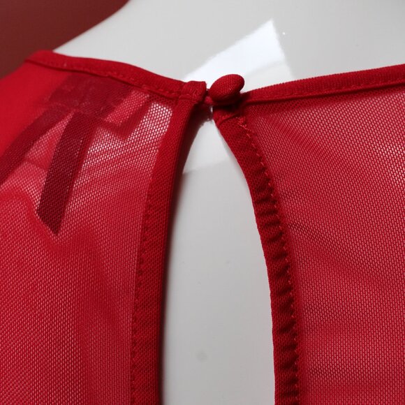 Dynamite Red Lace Peplum Blouse - Picture 10 of 13